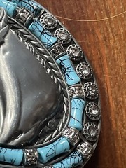 Belt Buckle Texas Horse Rhinestones 4 x 3&Prime; 1.5&Prime; Belt Metal Light