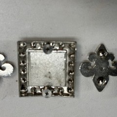 Laly Design Buckle 6 Pc Set Silver Tone Metal Rhinostone Fleur de Lis Tip