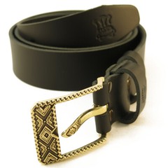 Brass belt buckle « Bayurok », pin type, Handmade Ukrainian embroidery belt buckle