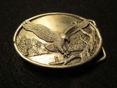 SOLID PEWTER BELT BUCKLE, « EAGLE » 3-D DESIGN, SISKIYOU CO. MAN-1222*07067