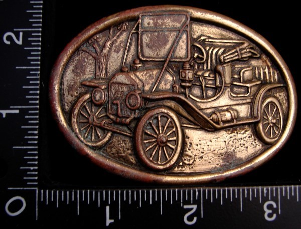 LK14154 COOL VINTAGE AVON ***MODEL T*** OVAL SHAPE BRASSTONE BELT BUCKLE