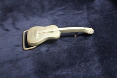 Vntg 1970s Solid Brass Acoustic Guitar Belt Buckle Counry Rock Music Aminco #124