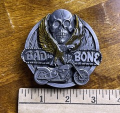 VTG Bad To The Bone Skull Motorcycle Eagle Men&rsquo;s Belt Buckle Siskiyou 1992 USA