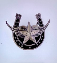 Winged Horseshoe Star Belt Buckle | American Western Silver Vintage Buckle