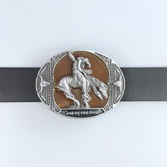 Vintage Yellow Enamel Oval Western Rodeo Cowboy Belt Buckle also Stock in US