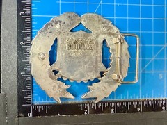 Cadillac Crown Logo Emblem Flag Silver Color Famous Stars & Straps Belt Buckle
