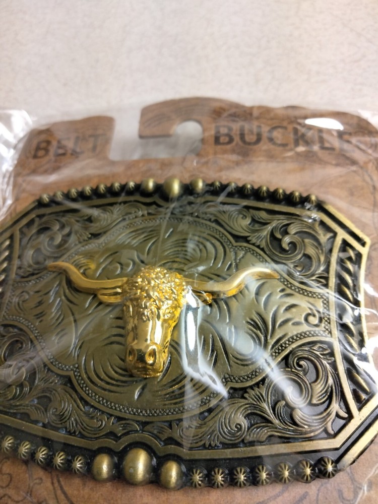 Western Rodeo, Bull Riding with 3-D Bull or Steer metal belt Buckle, New! #2