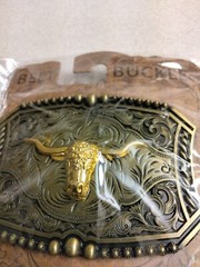 Western Rodeo, Bull Riding with 3-D Bull or Steer metal belt Buckle, New! #2