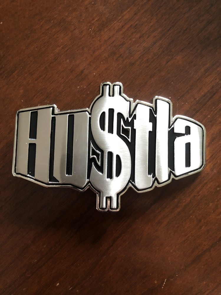 Hustla Hustler Funny Money Sign XXX Joke Pimp Metal Unisex Men’s Belt Buckle
