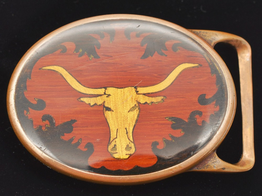 Von West Tech Ether Guild Blank Longhorn Bull Steer 1970s Vintage Belt Buckle