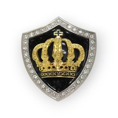 BeltBuckle Crown Shield Royal Cross Gold Black Silver Rhinestone Italia FreeShip