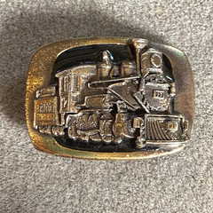 Steam Locomotive 17 Belt Buckle 2 x 1 1/2 Brass and Enamel Finish MM Limited