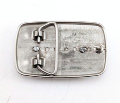 1970s-1980s Vintage Western Belt Buckle with Snowflake Obsidian Stone Cabochon