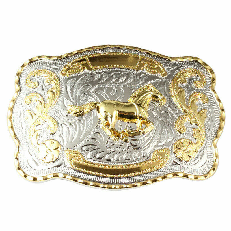 Golden Equestrian Belt Buckle Two-Color Craft Alloy Smooth Buckle