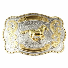 Golden Equestrian Belt Buckle Two-Color Craft Alloy Smooth Buckle