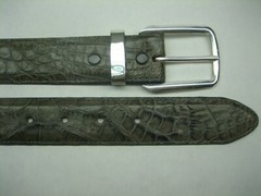 GENUINE CROCODILE BELTS 1-3/8&Prime; & 1.5&Prime; WIDE, W/ 2 PC SET SILVER 925 SOLID BUCKLE
