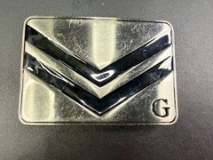 Two Stacked Chevron Shapes? Black Enamel Stripes G Letter Belt Buckle