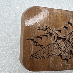 Vintage 1977 Lasercraft Laser Engraved V Formation Geese Duck Theme Belt Buckle