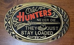 Walt Disney Productions Enameled Brass Belt Buckle Old Hunters Never Die…