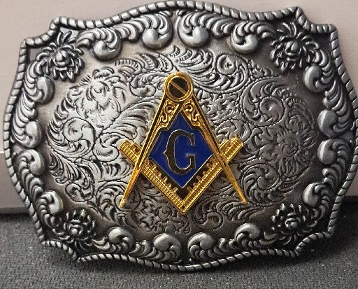Masonic BELT BUCKLE Freemason Gold Tone Rodeo Western Cowboy HEBILLA VAQUERA