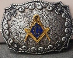 Masonic BELT BUCKLE Freemason Gold Tone Rodeo Western Cowboy HEBILLA VAQUERA
