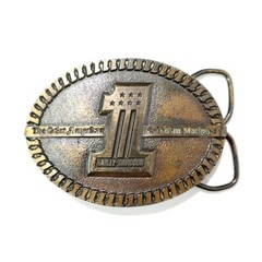 70s Vintage HARLEY DAVIDSON No.1 Belt Buckle Brass Leather Used Motorcycle