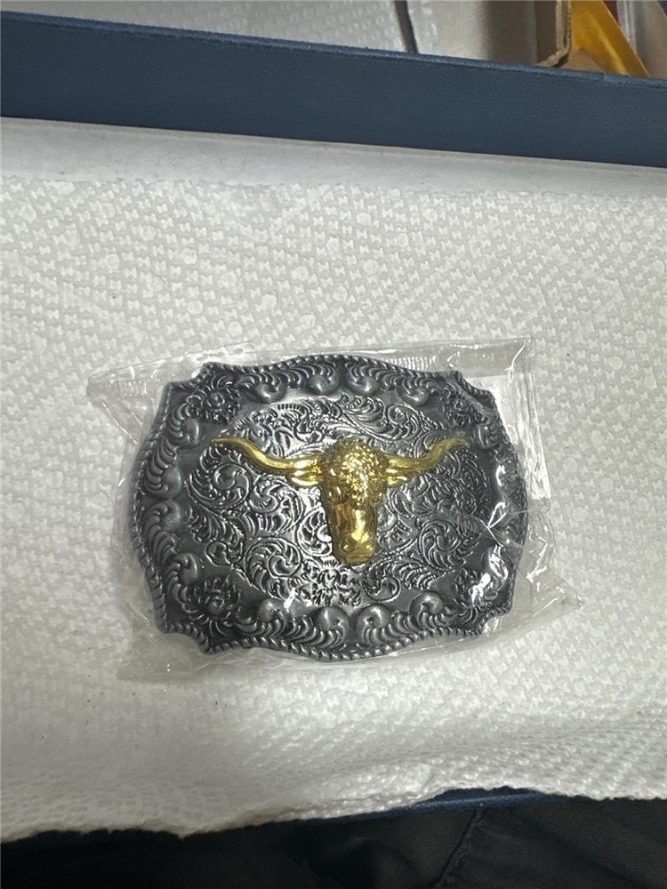 Vintage Belt Buckle with Gold Steer Head