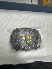 Vintage Belt Buckle with Gold Steer Head