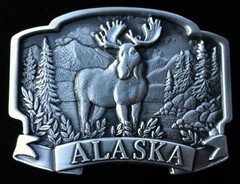 Alaska Alaskan Moose Antlers Wildlife Artic Animal Belt Buckle Boucle Ceinture