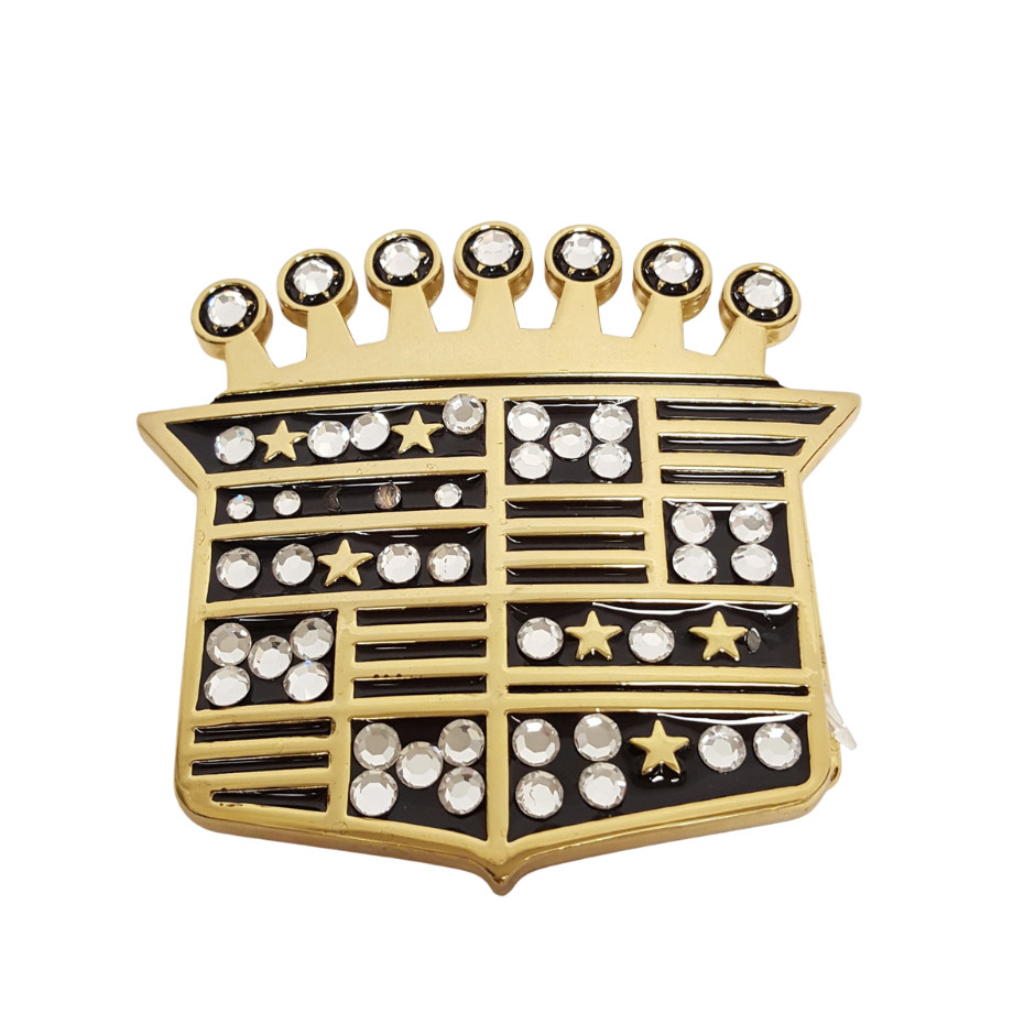 Unisex Gold Statement Shield with Clear Crystal Belt Buckle