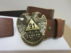 Vintage 90’s 91 Armani Exchange Double Head Eagle Buckle Leather Belt Fits 36