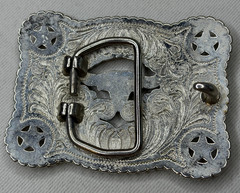 Vintage Looking Western Longhorn Belt Buckle 37580 Silver Tone No Makers Mark