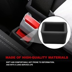 2-Pack Silicone Safety Belt Buckle Holder & Booster | Non-Slip Buckle Black