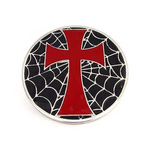 Halloween Gothic Red Cross Spider Web Motorcycle Biker Enamel Metal Belt Buckle