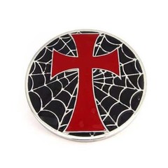 Halloween Gothic Red Cross Spider Web Motorcycle Biker Enamel Metal Belt Buckle
