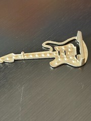 Vintage Collectible Guitar Rhinestones Metal Belt Buckle