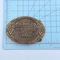 vintage 1970s belt buckle DRILCO oil field SMITH TOOLS BRASS