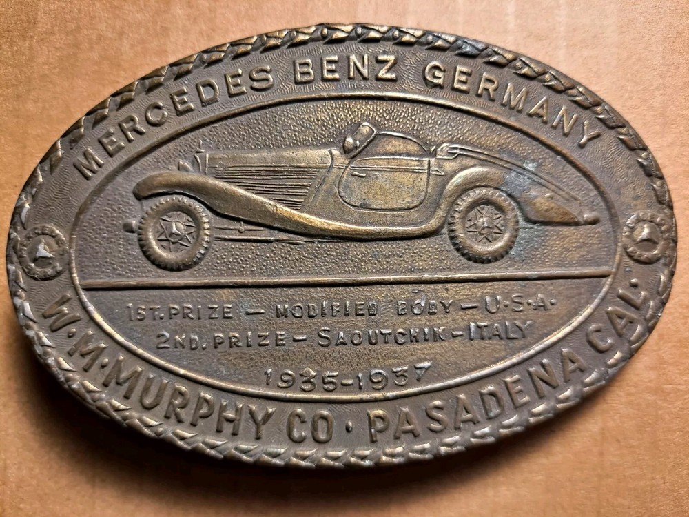 Mercedes Benz Germany Oval Belt Buckle 1970&rsquo;s Cast Brass ▪︎ Tiffany Studio NY