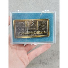 Vintage Lloyds Bank California Brass Belt Buckle Black Horse Logo with Case