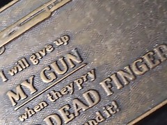 Vintage PRY COLD DEAD FINGERS Brass/Black Tone Belt Buckle