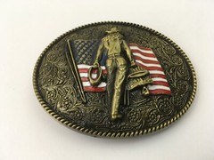 Cowgirl Belt Buckle American West Cow Girl USA Flag