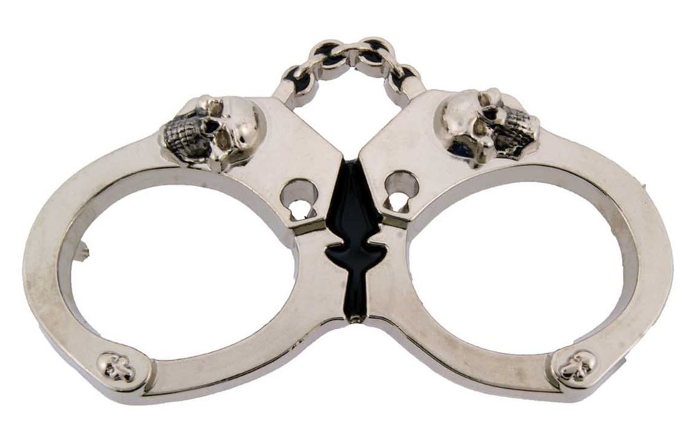 Handcuffs Belt Buckle Rock Rebel Skull Silver Metal Halloween Costume Pirate New