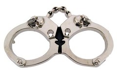 Handcuffs Belt Buckle Rock Rebel Skull Silver Metal Halloween Costume Pirate New