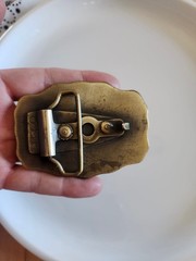 Oden Inc Western Engraved Plate Belt Buckle Gold Tone Antique Finish