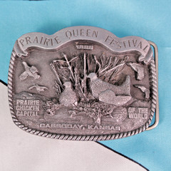 Vtg 80s/ 90s Cassoday Kansas Belt Buckle Lot of 9 Prairie Queen Festival