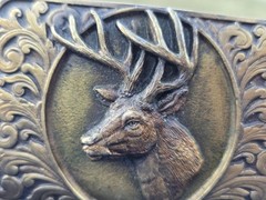 Vintage 1993 Bergamot F-76 Deer Belt Buckle in Gold Bronze Tones Made in USA