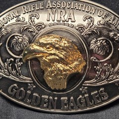 NRA Golden Eagles Belt Buckle Vintage Solid Brass Limited Edition USA Patriotic
