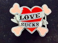 LOVE SUCKS Red Hearts Pink Crossbones Ladies Buckle Rage Belt Buckle