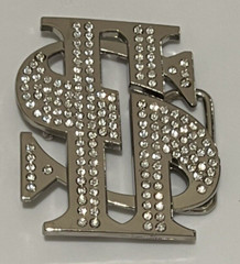 Dollar Sign Belt Buckle US Currency Blinged Out Silver Rhinestone Punk Hip Rock