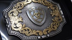Ariat Logo Emblem Engraved Silver & Gold tone Belt Buckle A37023